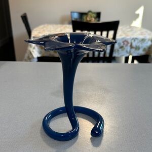 Blue Murano Glass Flower Vase
